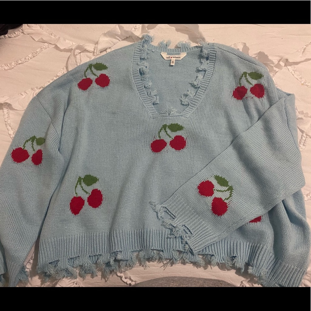 blue cherry sweater